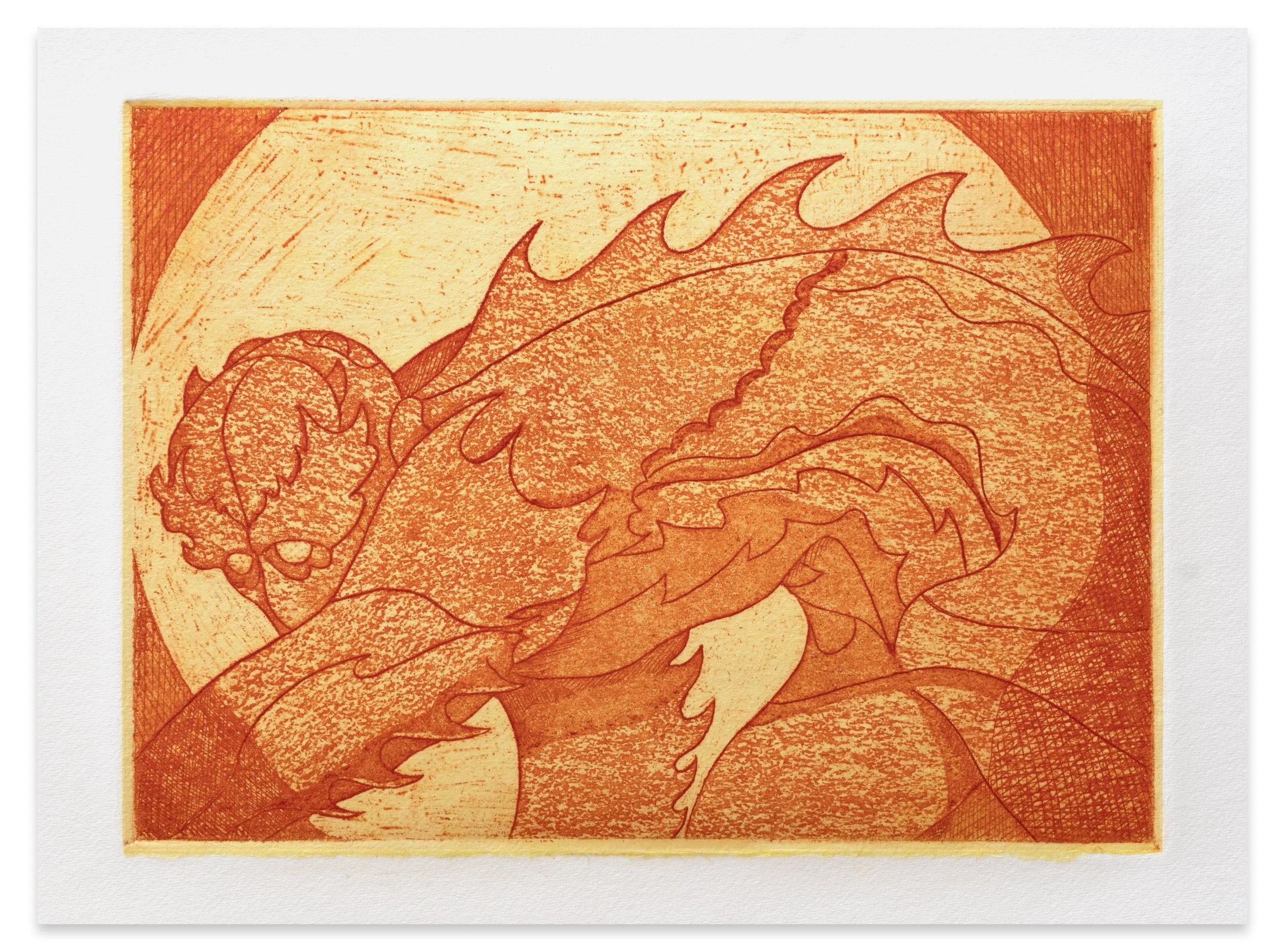 ALEX JACKSON
Untitled (Sun Spot), 2023
Etching, aquatint and hand-dyed chine collé
Sheet size: 9.875 x 13.875”
Plate size: 4.5 x 6.25”
Edition of 20 + 5 AP