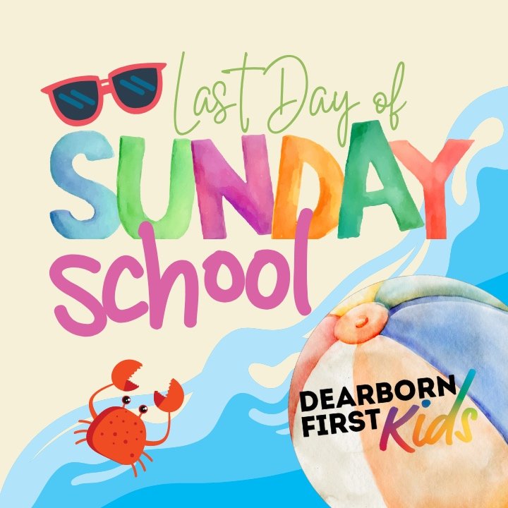 Sunday, June 14 is the last day of Sunday school. Summer break runs June 21 - July 26. Nursery care (kids 4 and under) and Kid Creator Space in the sanctuary are still available all summer long!