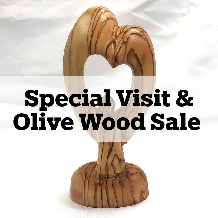 SUNDAY AUGUST 16 @ 10 A.M. - Christians from the Holy Land share their stories and handcrafted olive wood pieces for purchase. Click the image above for details.