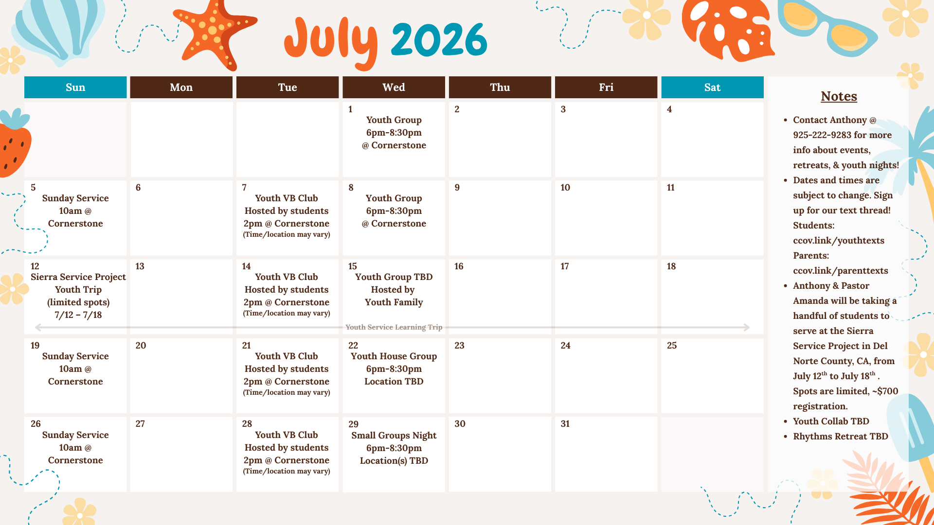 Summer Calendar