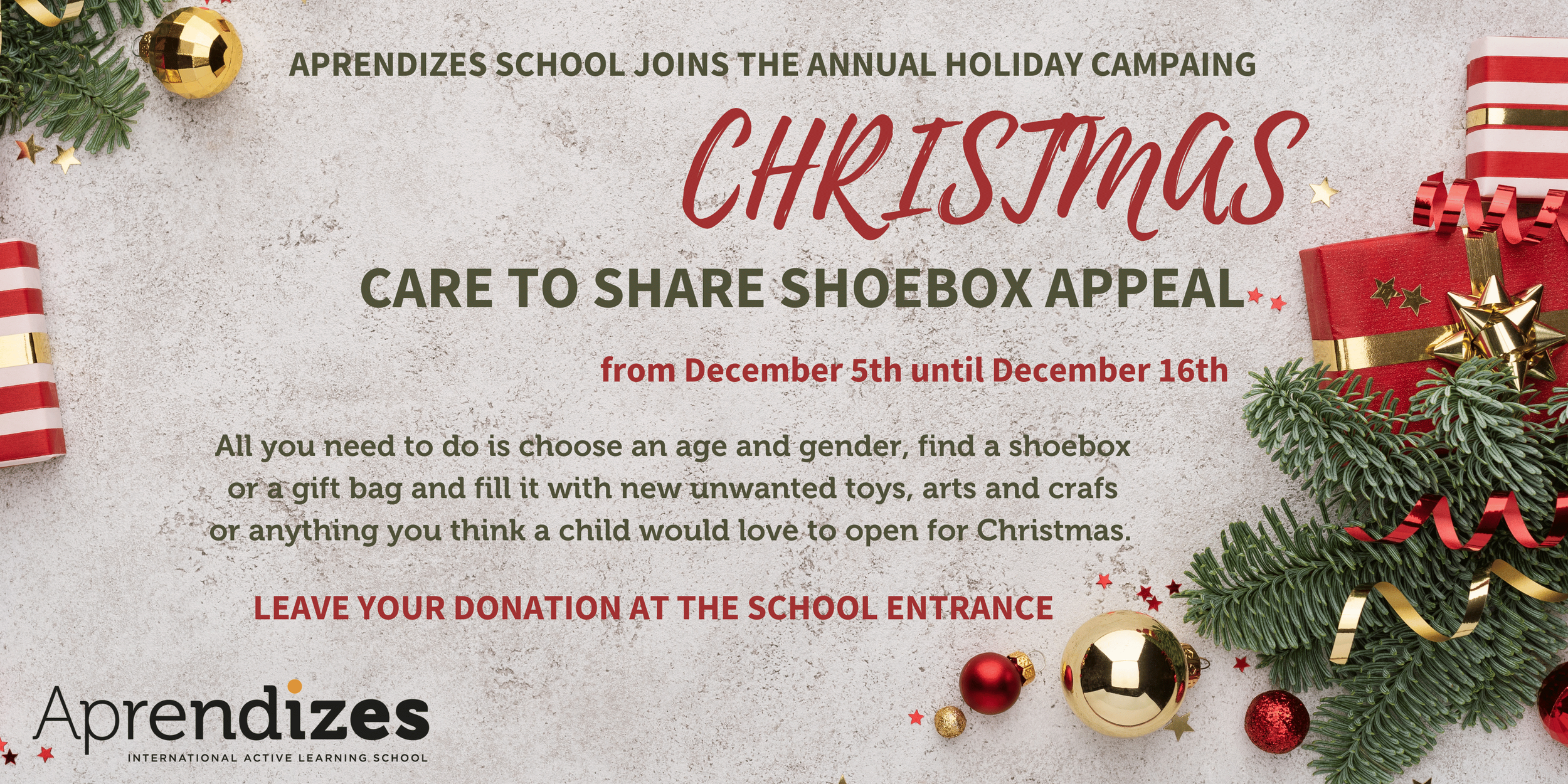 Aprendizes School Joins Christmas Donation Campaign | Escola Aprendizes adere à Campanha de Doação de Natal