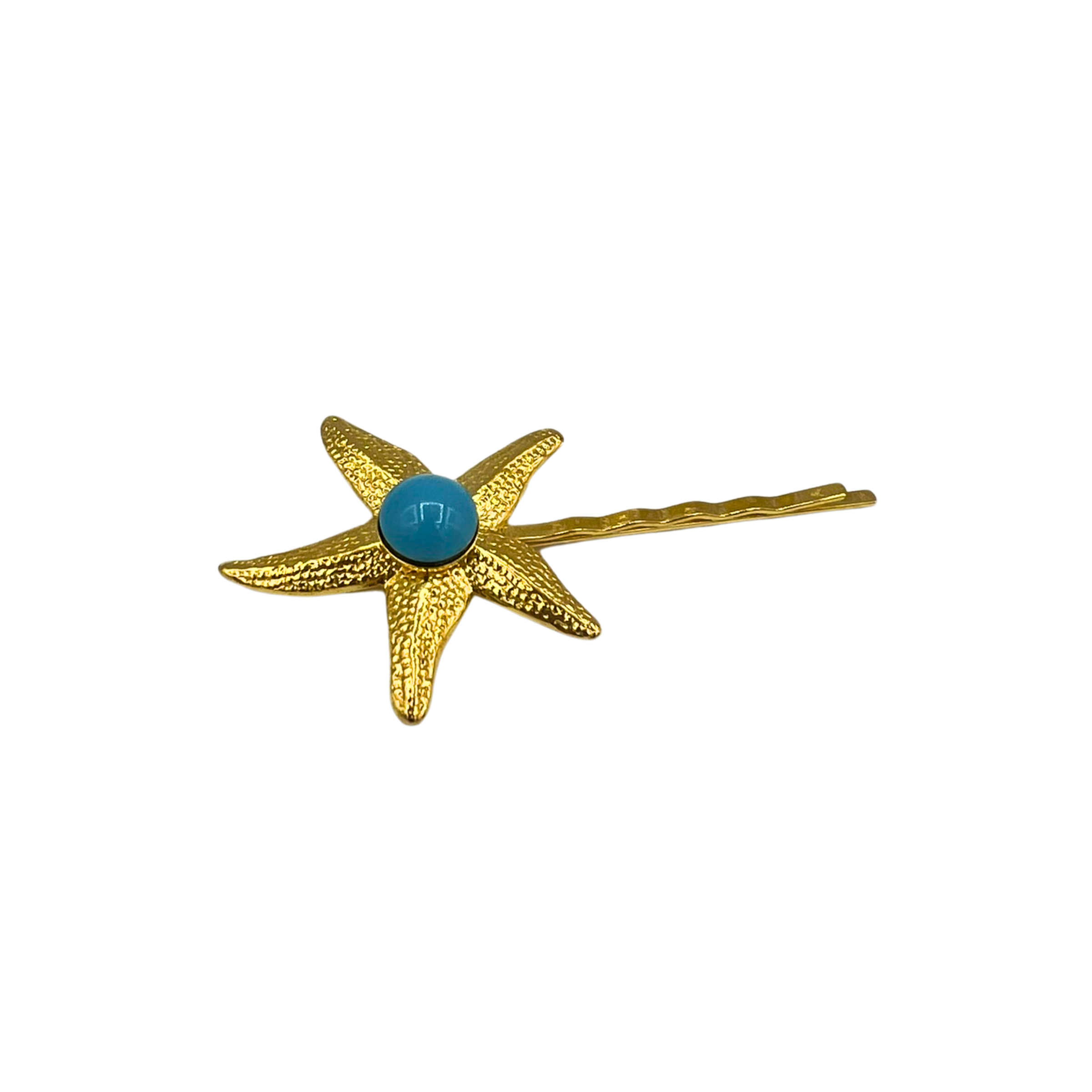 Sea Star- 18K Gold Plated Bobby Pin with Turquoise Pearl