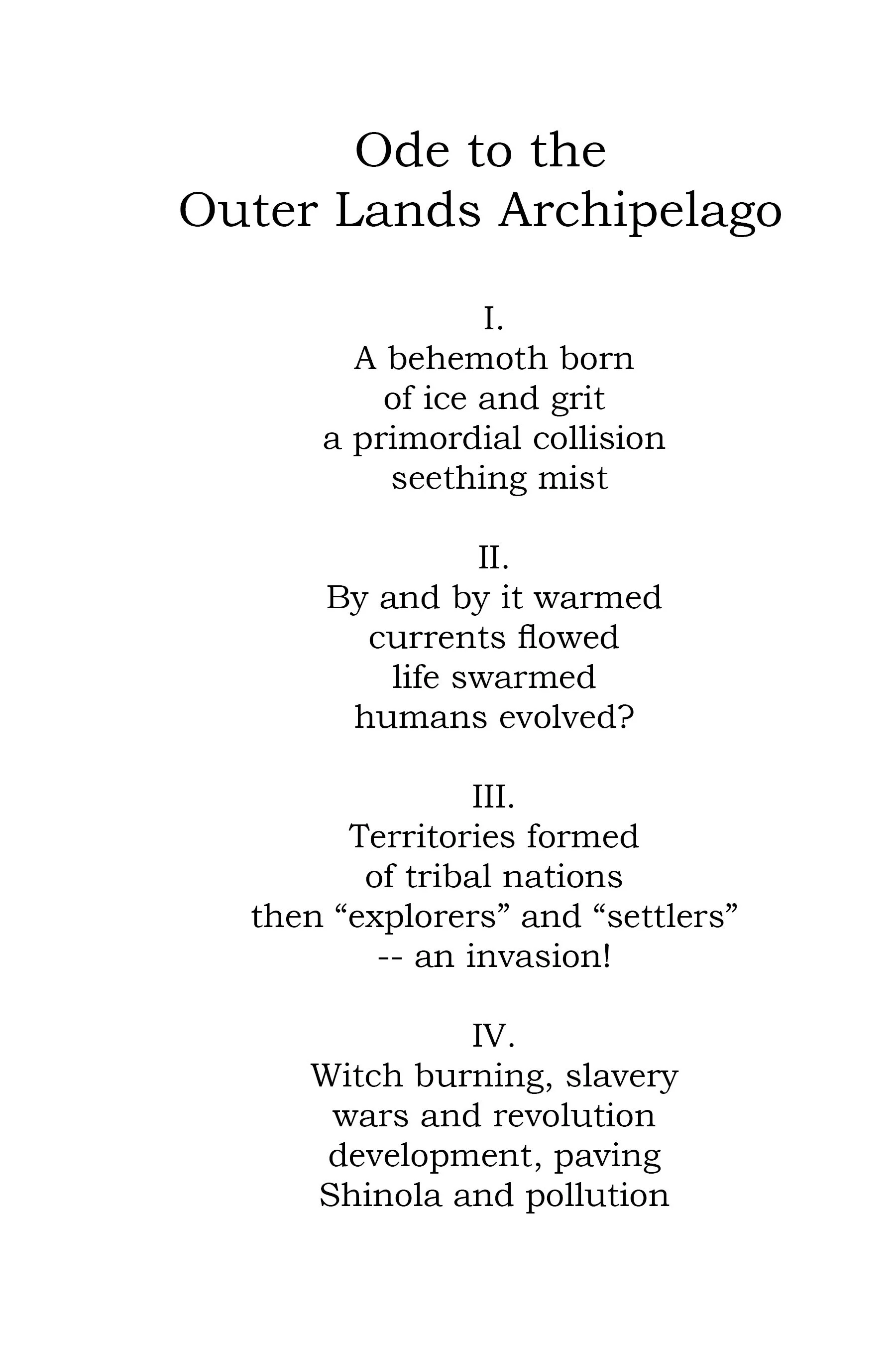 poem about the Outer Lands Archipelago by N.G. Swett for the 4seasonshelf Project