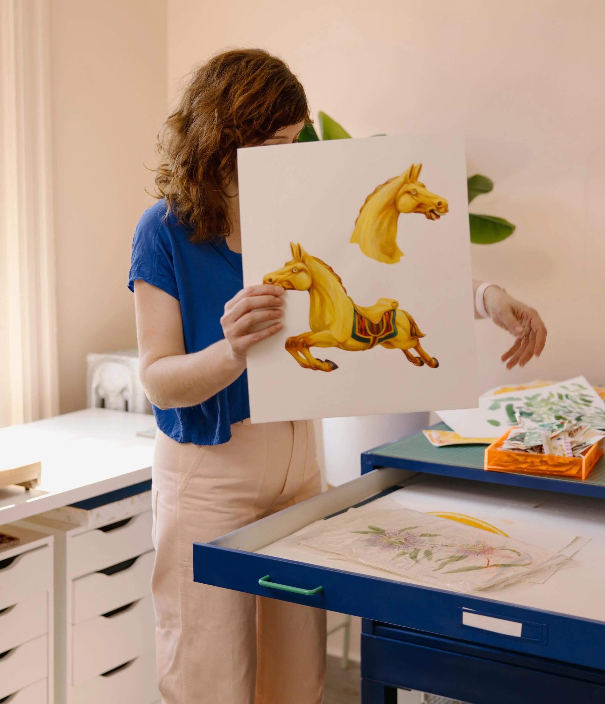 Kendyll Hillegas invited me to her studio in York, PA in April. She has a turret in her space(!) and her work is colourful, light filled and feels like a memory from a summer day. I think one of the best parts of working as a photographer is how we g