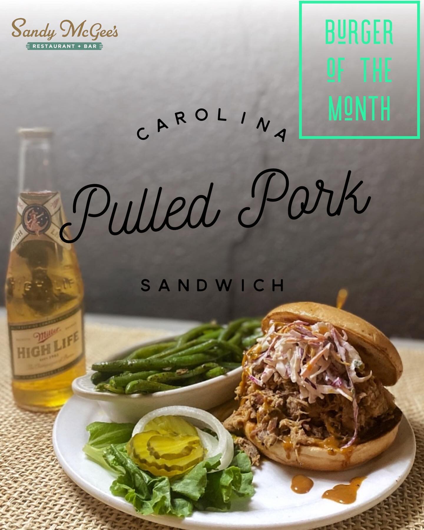 We&rsquo;re back!!!
🍔🐖🍖🍔🐖🍖🍔🐖🍖🍔🐖🍖
The Carolina Pulled Pork Sandwich features slow-cooked pork shoulder seasoned and tossed in a tangy Carolina-style BBQ sauce. Topped with a house-made Fennel/Cabbage Coleslaw and more BBQ sauce! Served wit