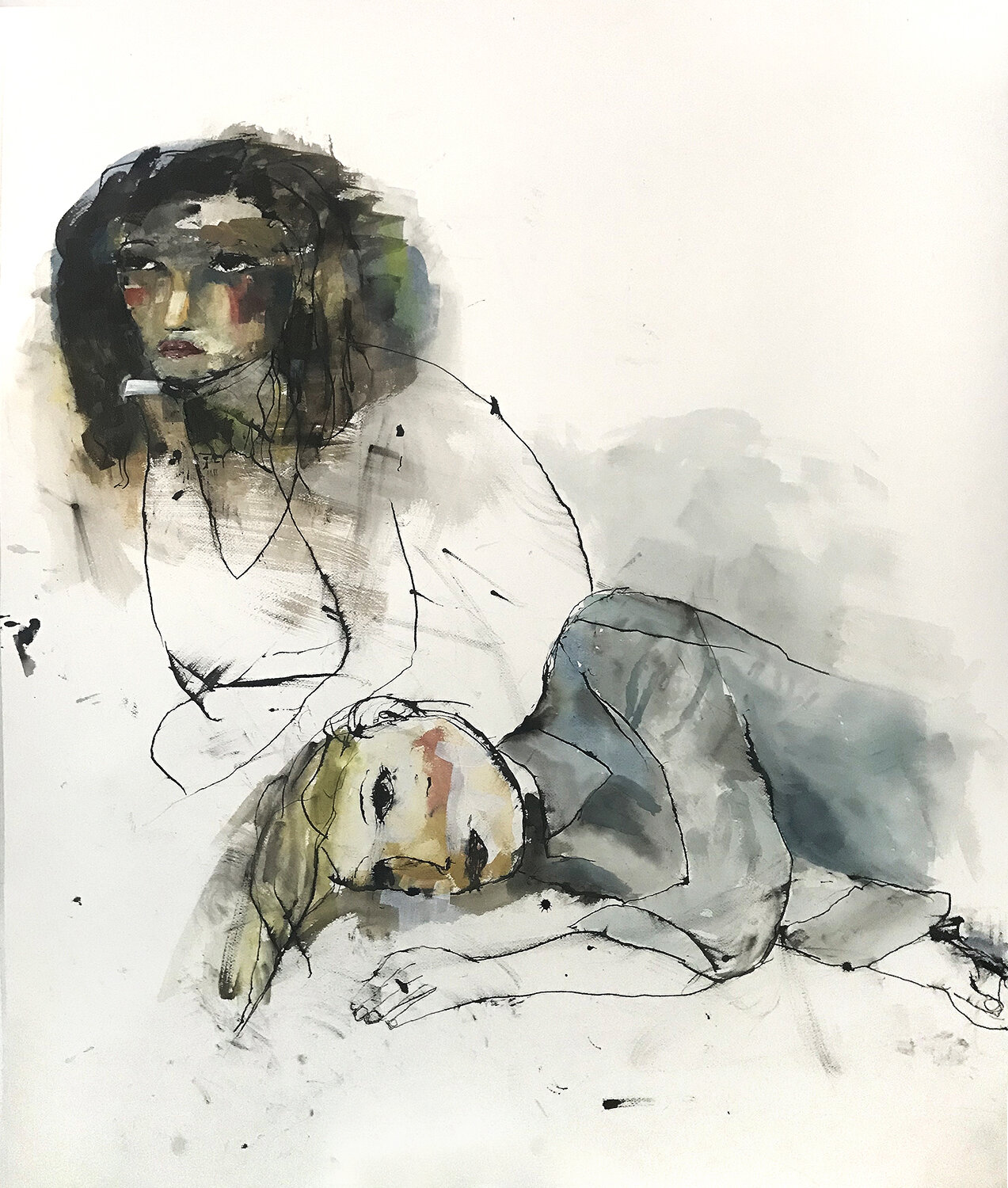    Broken   45” x 36”    watercolor, gouache, ink on paper  