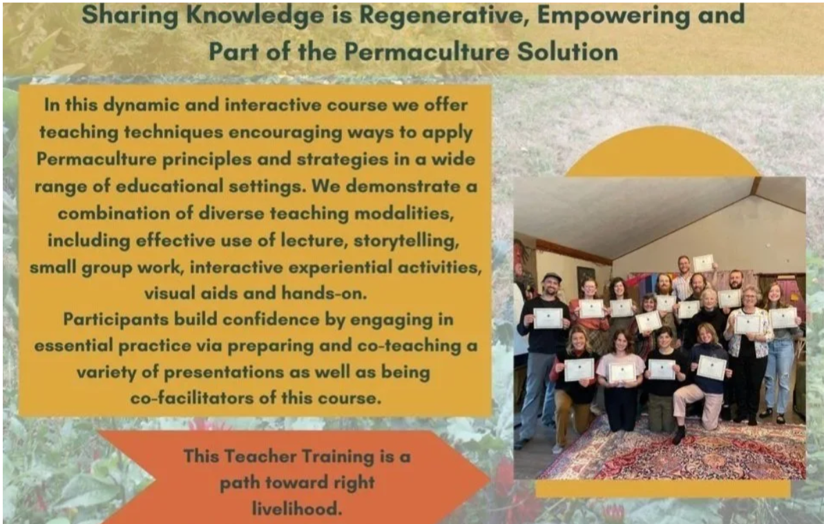 Permaculture teacher training flyer