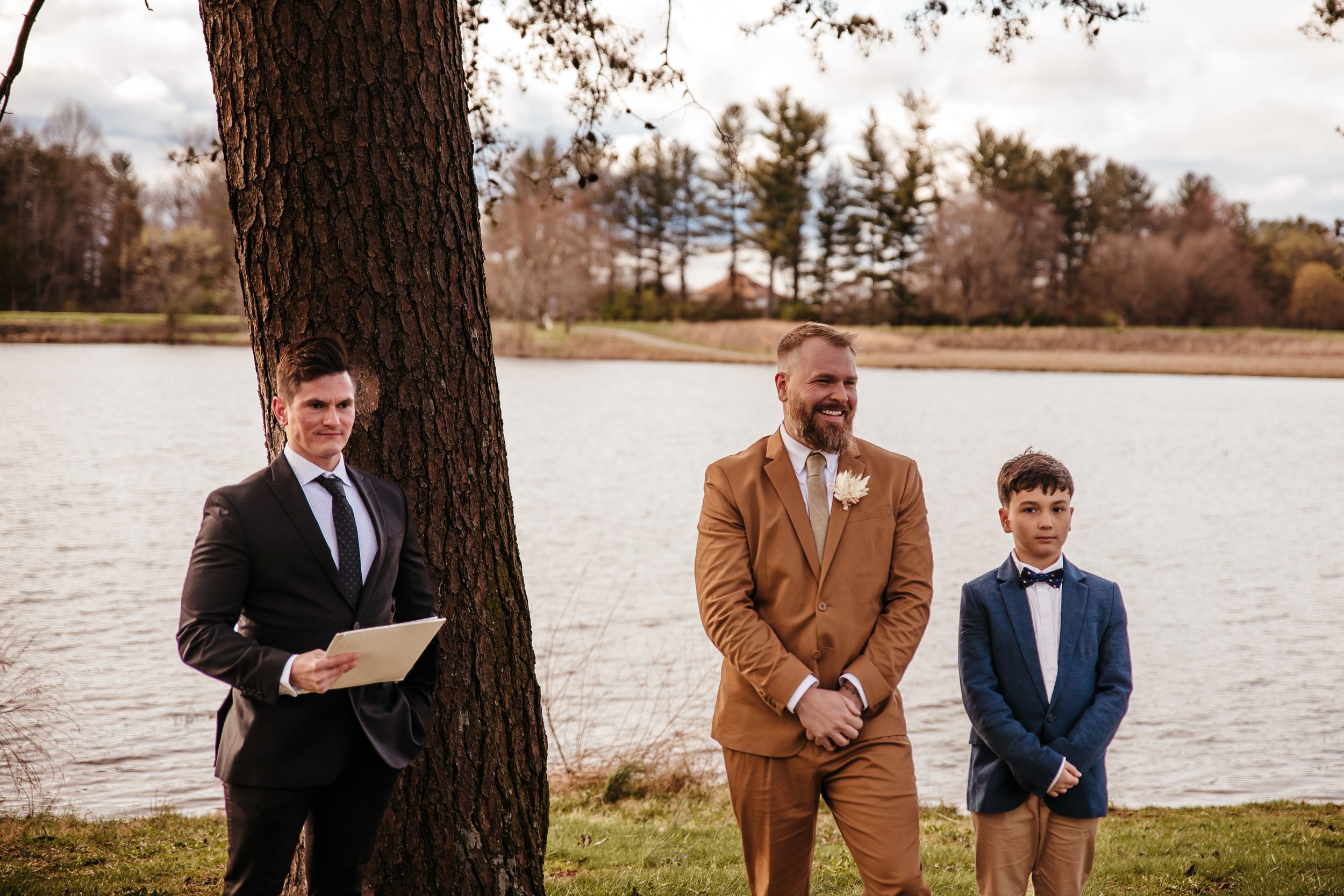 Groom seeing bride down isle