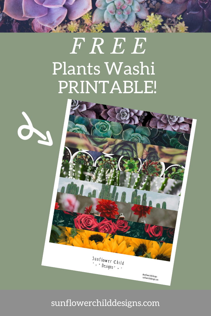 Free plants washi printable for your bullet journal plus bullet journal ideas on how to use this free printable in your own bullet journal!
