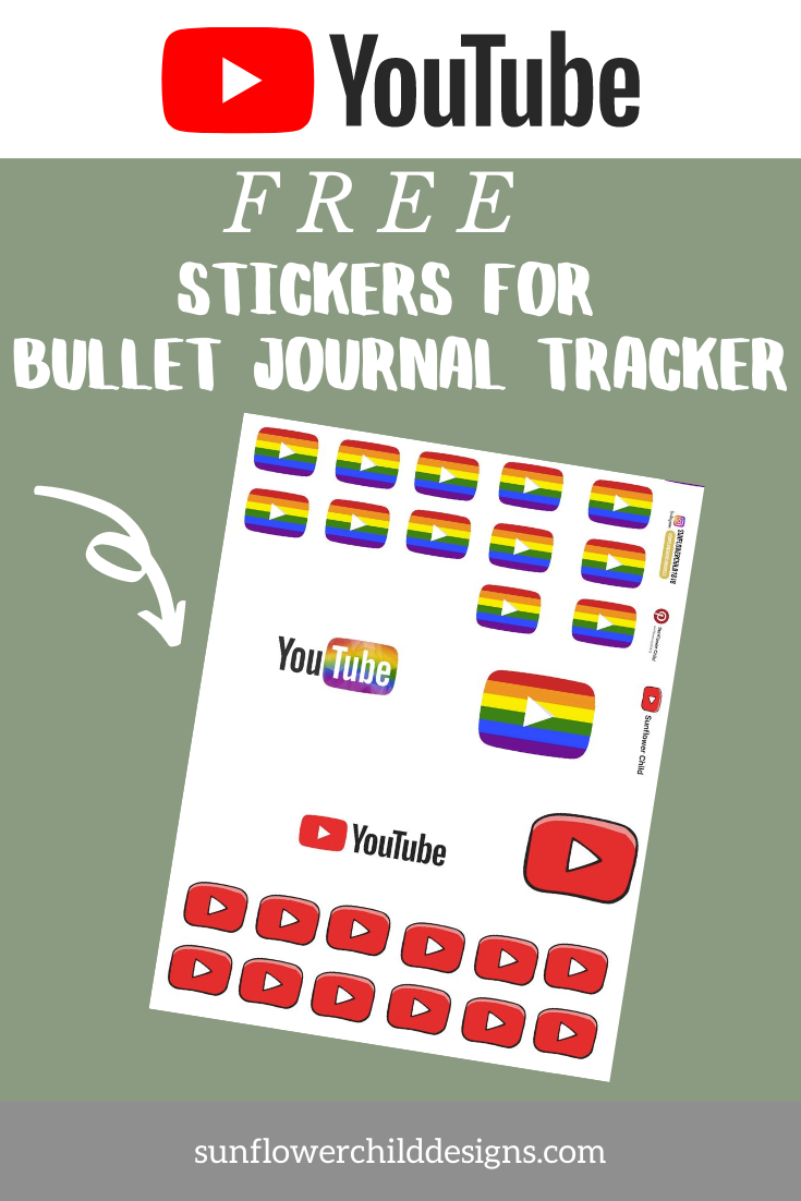 Free YouTube stickers for your bullet journal! Here's some bullet journal ideas on how to make a YouTube tracker in your bullet journal. 
