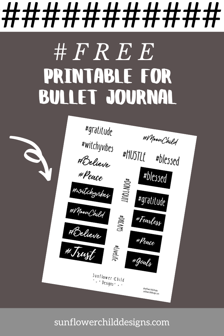 FREE hashtag Sticker Printable for Bullet Journal! — Sunflower Child ...