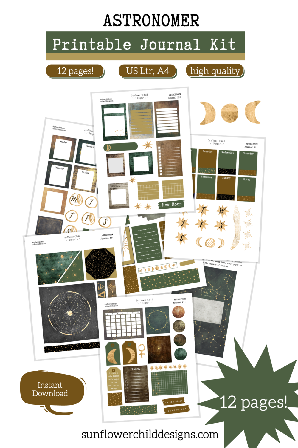 Astronomer Journal Kit Printable Planner Stickers — Sunflower Child Designs