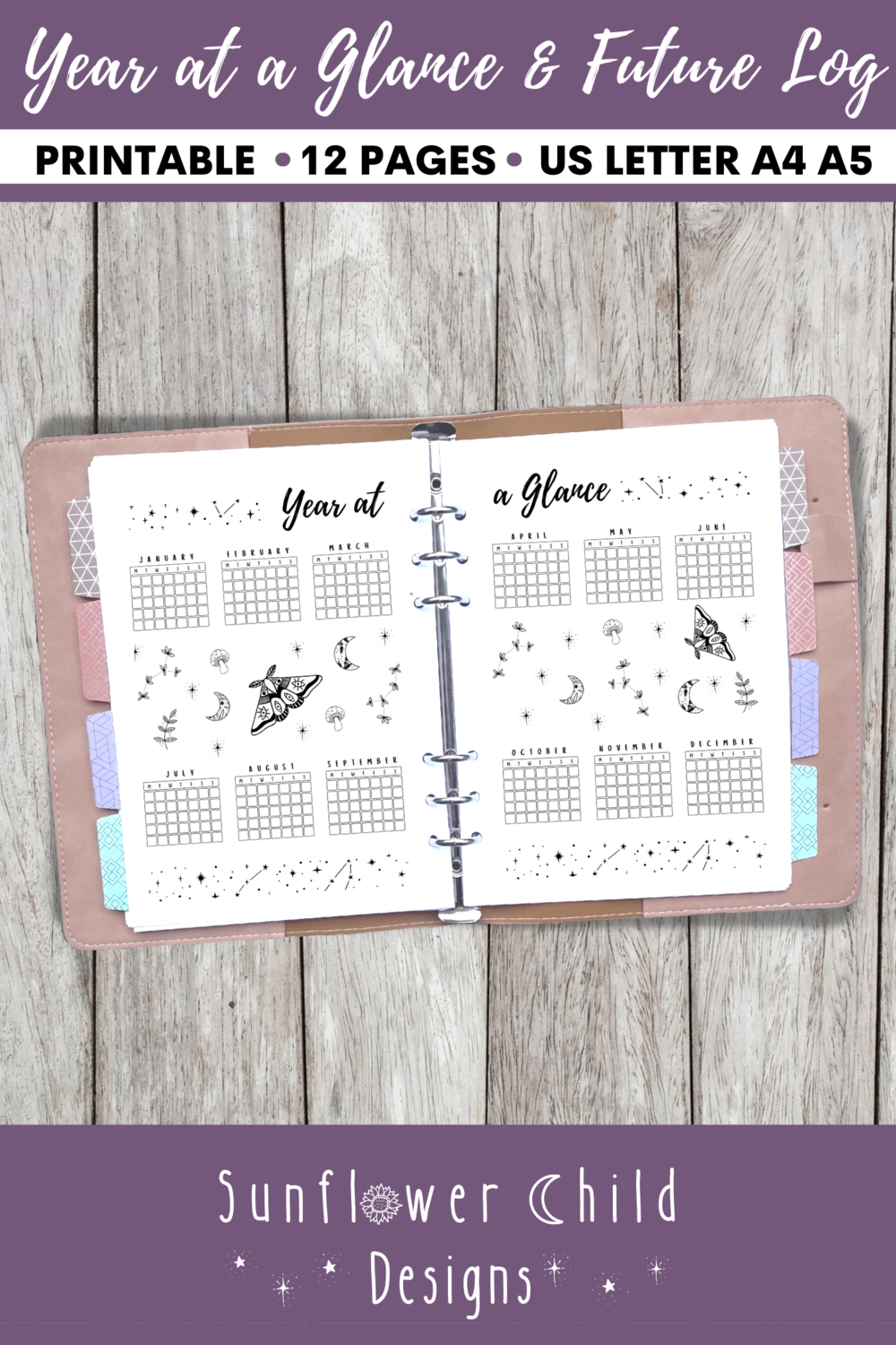 Guided Self Care Witchy Bullet Journal 365 days — Sunflower Child Designs