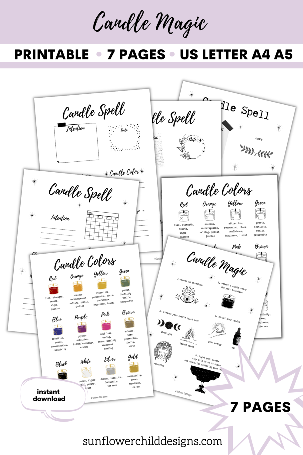 Candle Colors, Candle Magic, Candle Spell, Bullet Journal Printables