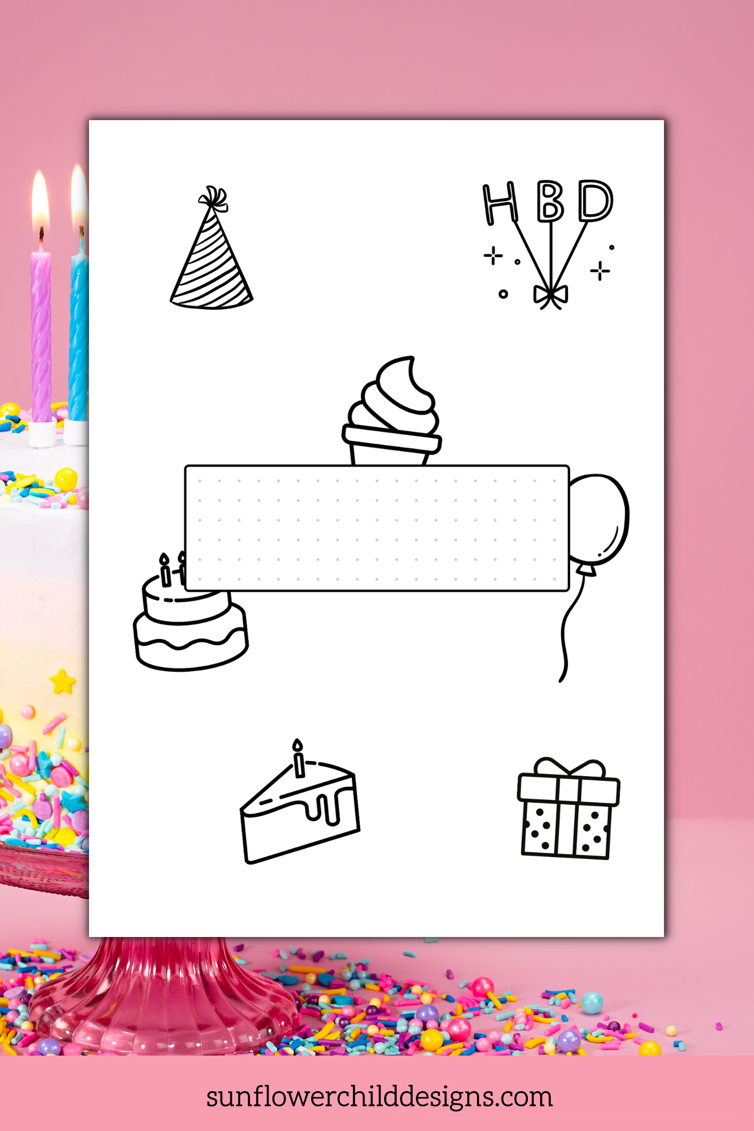 Happy Birthday Themed Monthly Bullet Journal Setup - Any Month ...