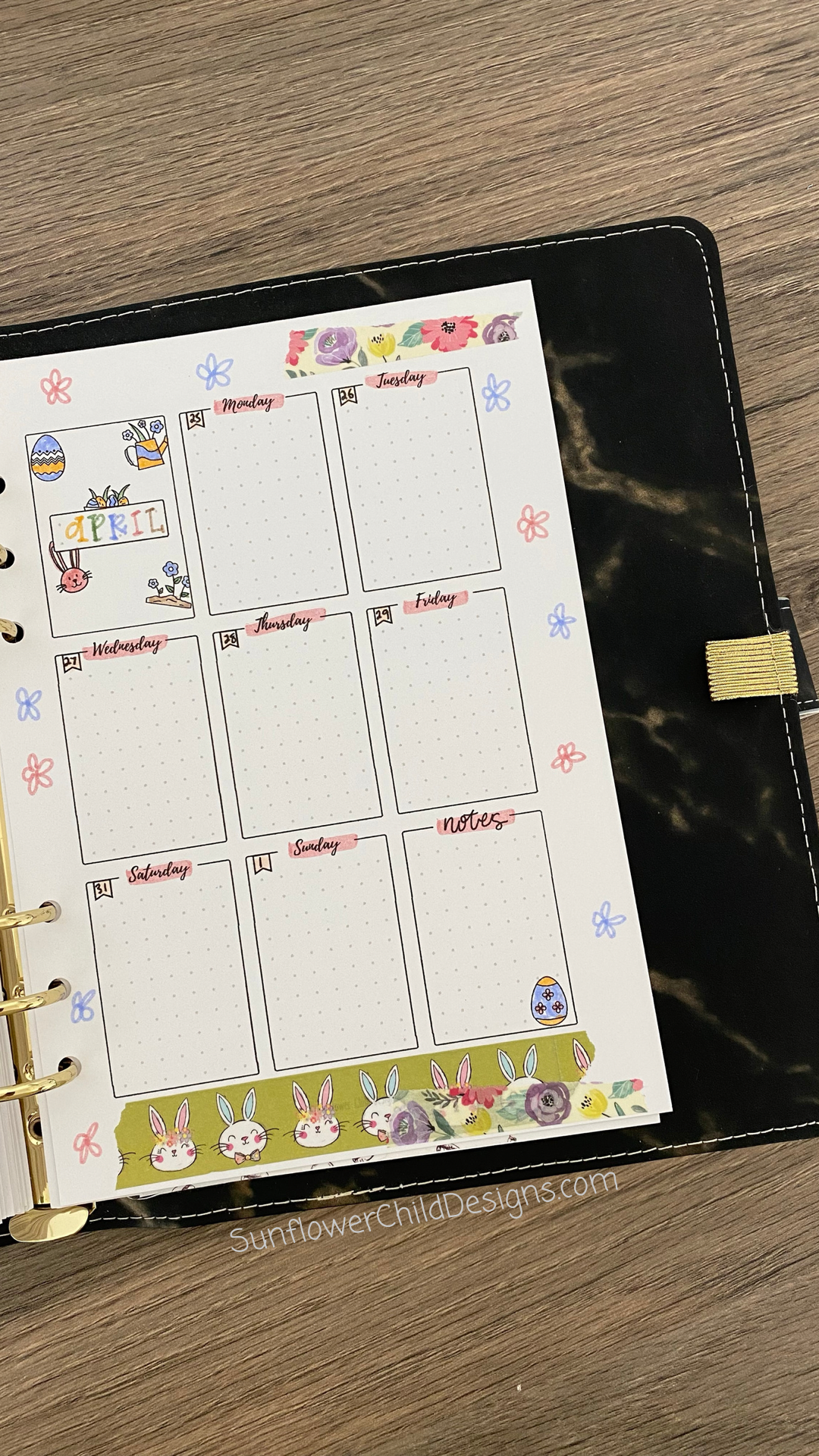 April Vertical Weekly Layout for your Bullet Journal