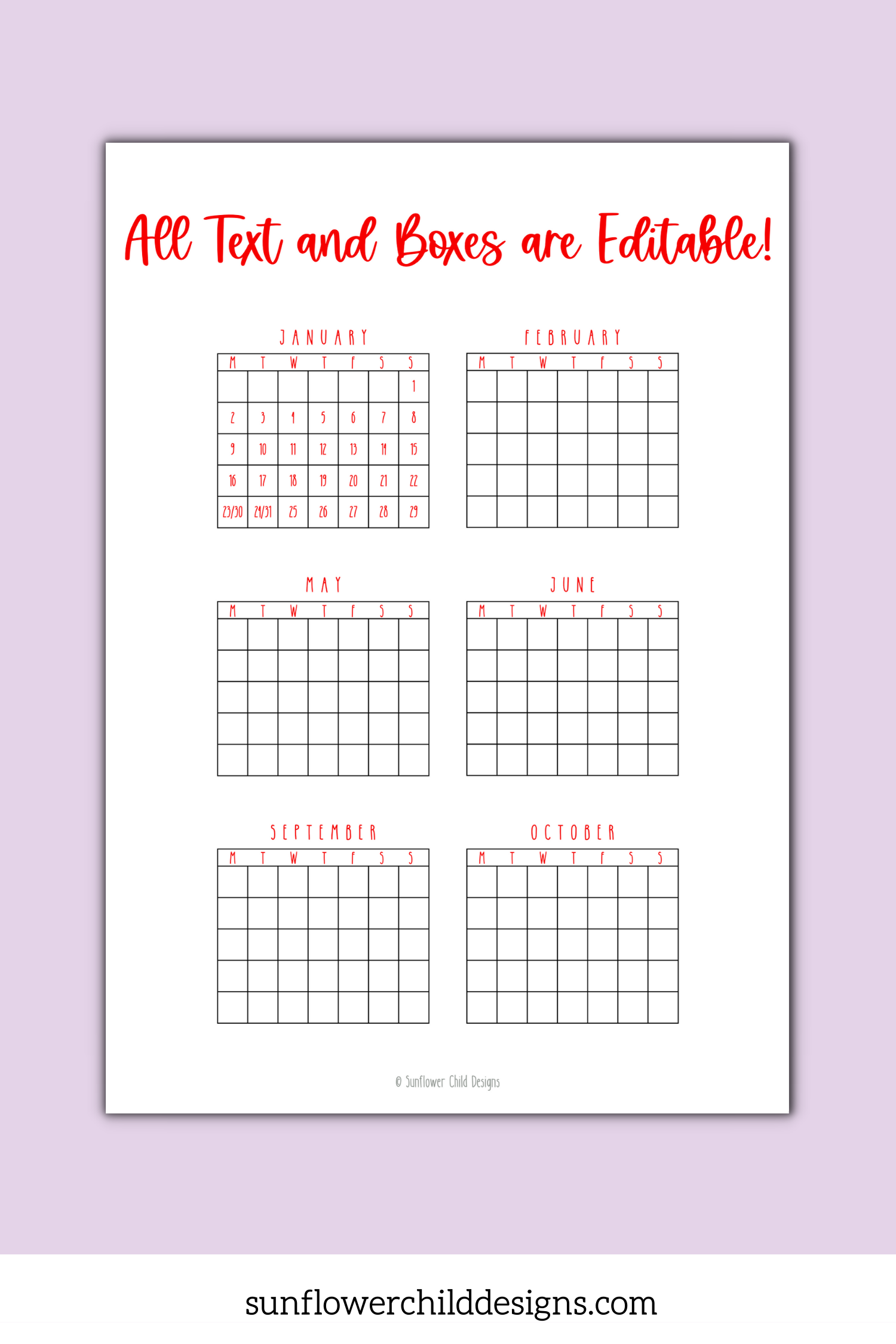 Goals - Editable Printable Page — Sunflower Child Designs