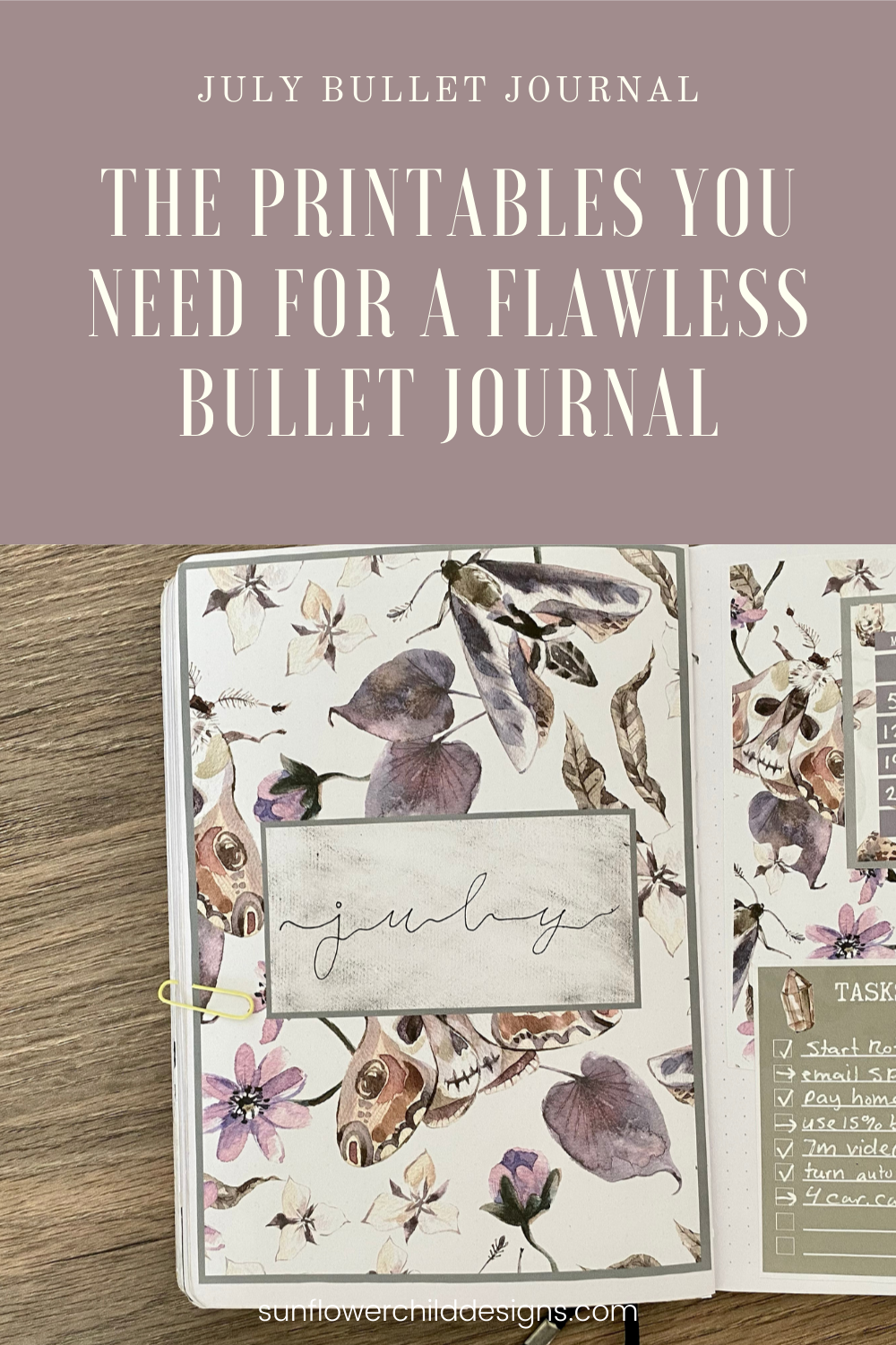 July Bullet Journal Ideas using Bullet Journal Printables — Sunflower Child  Designs