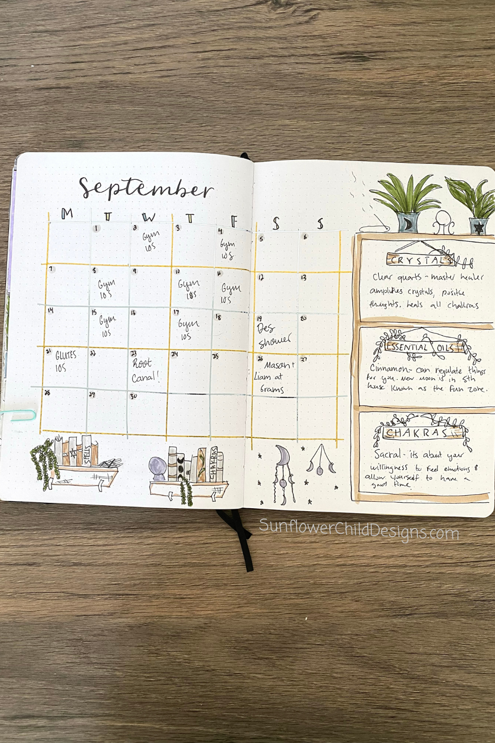 September Witchy Bullet Journal Calendar Page