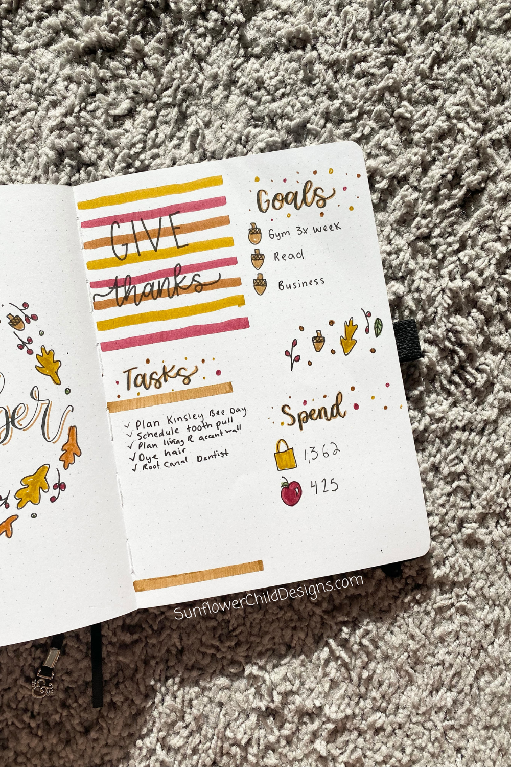 November Bullet Journal Goals and Tasks