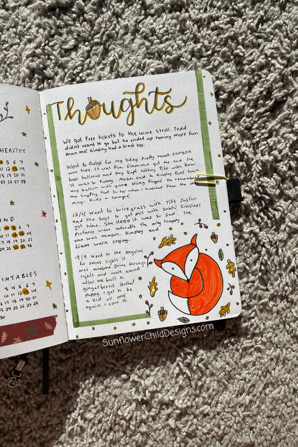 November Thoughts Page Bullet Journal