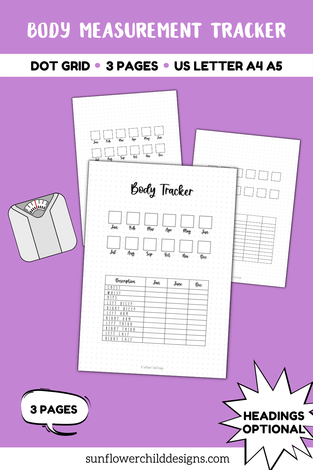 Body Measurement Tracker Printable