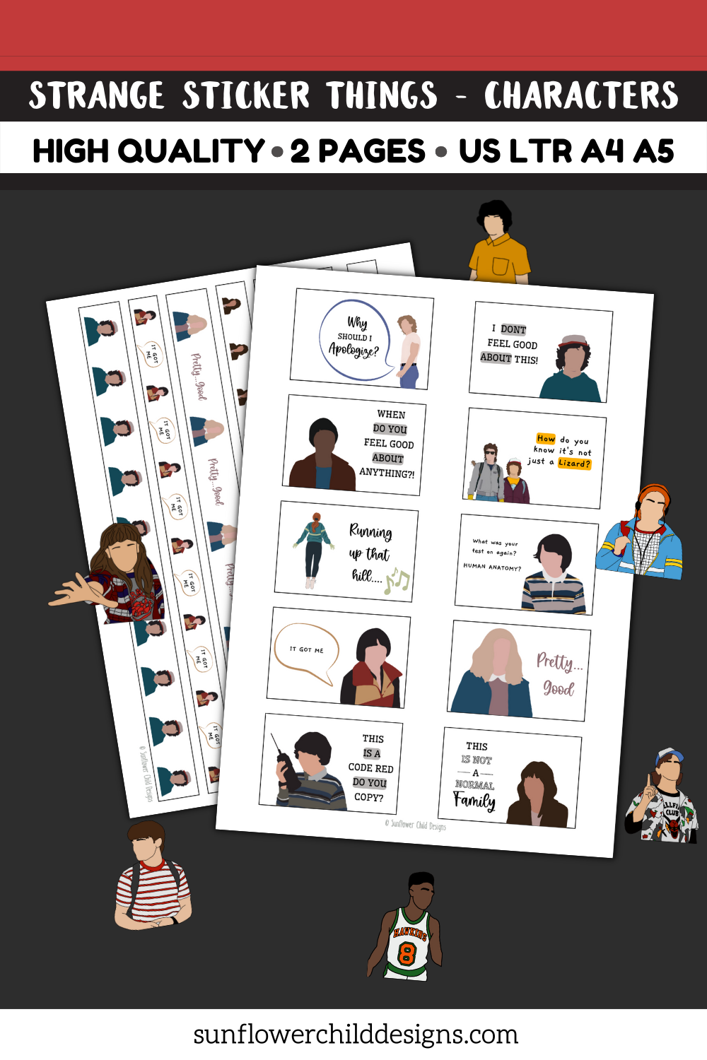 strange-sticker-things-characters-printable-planner-stickers-sunflower-child-designs