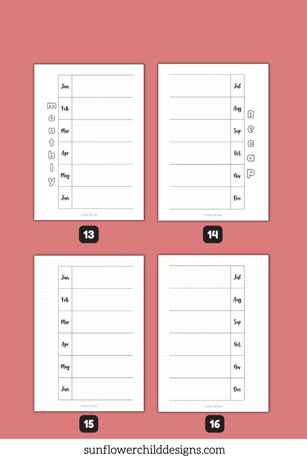 Year at a Glance Printable Bundle — Sunflower Child Designs