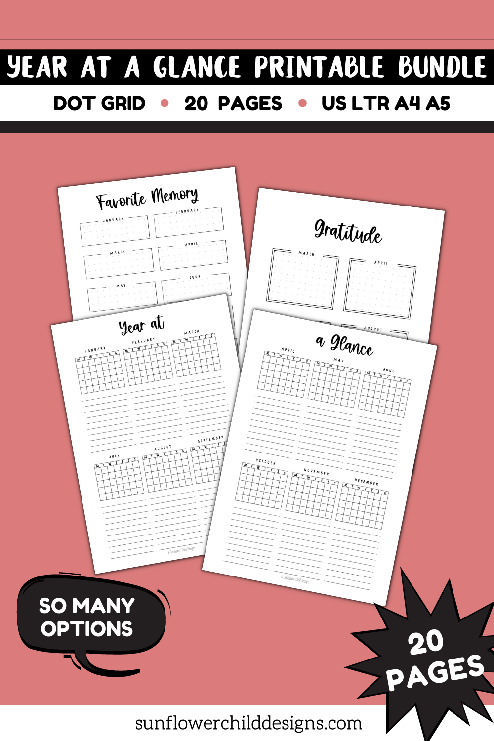 Year at a Glance Printable Bundle