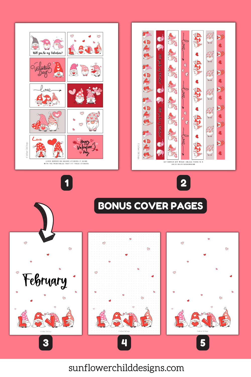 Valentine's Day Planner Stickers