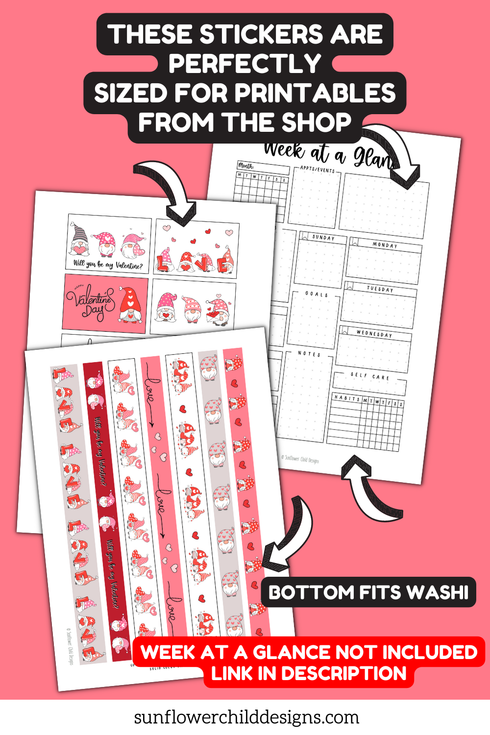 valentines gnomes stickers printable stickers