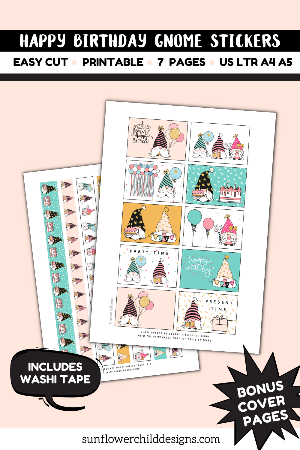 Birthday planner stickers - free printable & cut files {Advent