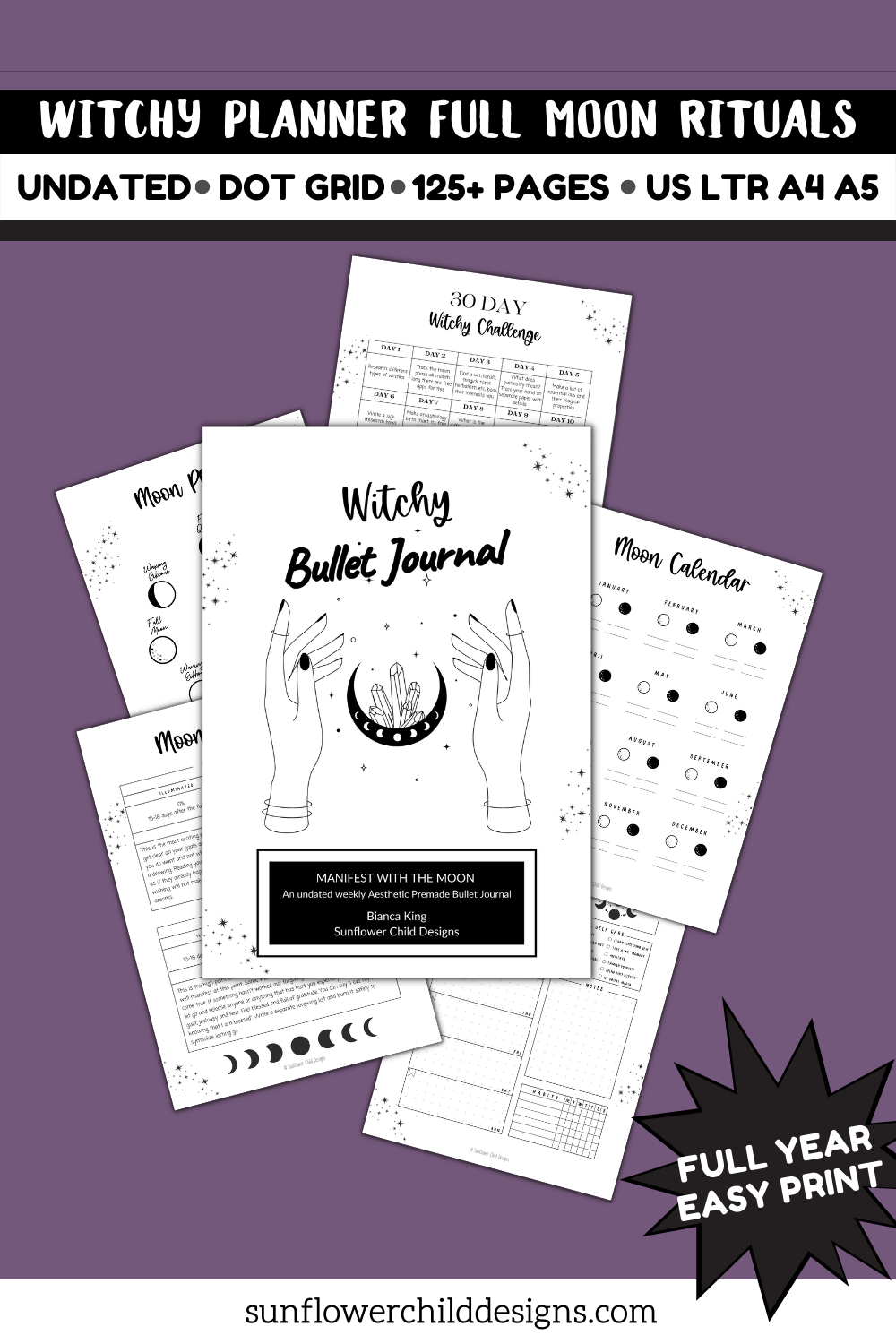 Moon Ritual Journal: 6x9 Guided Journal for 13 New and Full Moon