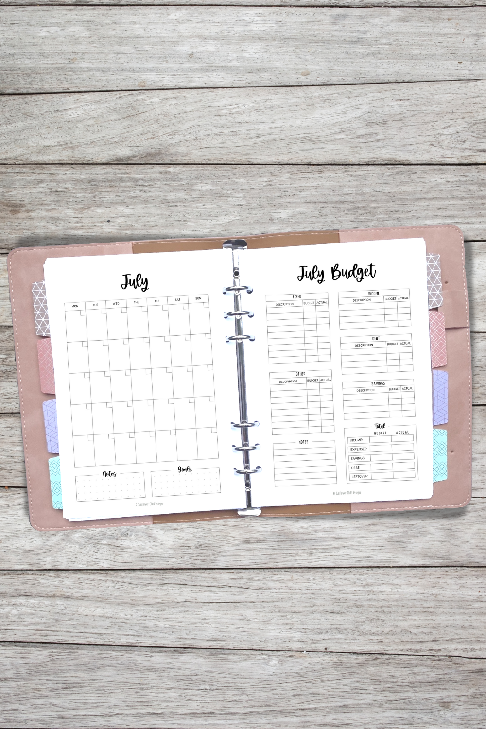 Customizable Finance Planner: For Budgeting, Saving and Paying off Debt —  Sunflower Child Designs