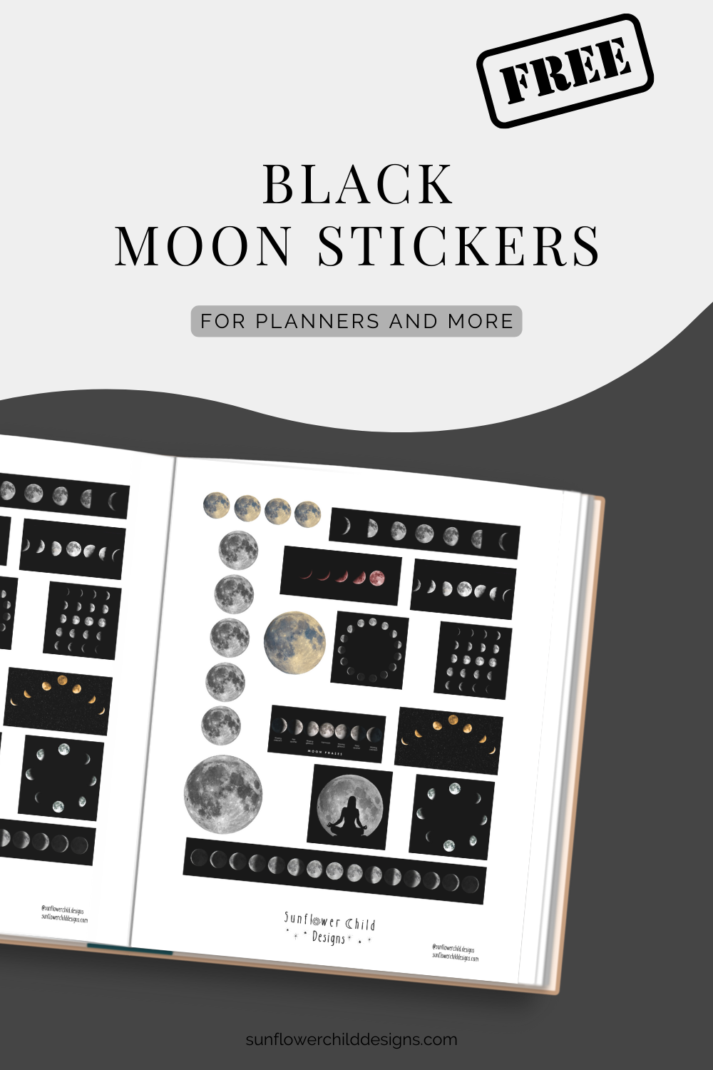 Black Moon Free Printable Stickers — Sunflower Child Designs