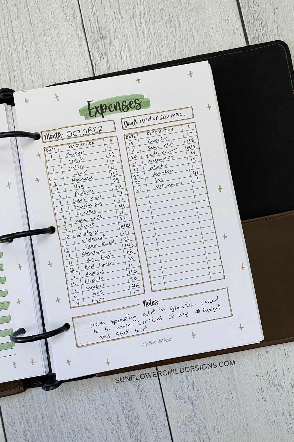 Expense Tracker with 2 Columns 