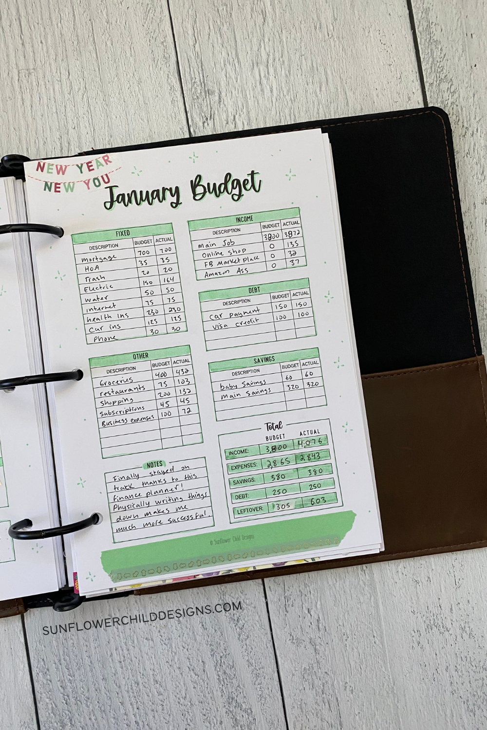 January Monthly Budget Planner