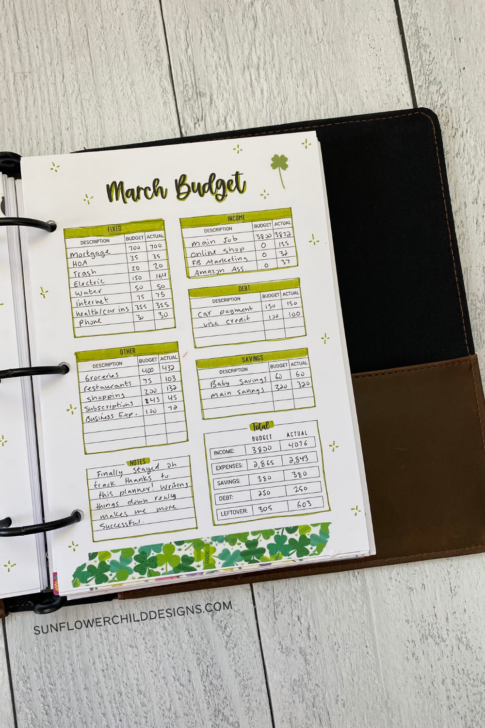 March Monthly Budget Planner Pages