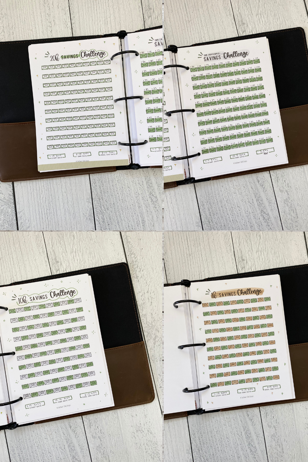 100 envelope challenge 1k, 5k, 10k, 20k savings Challenges — Sunflower  Child Designs