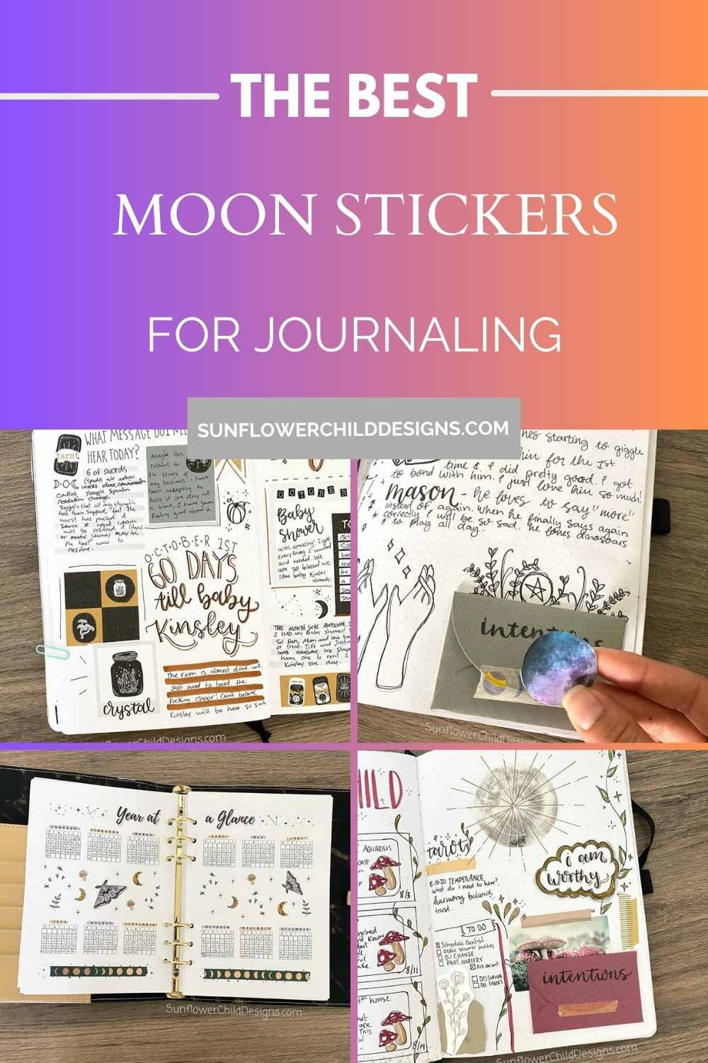collage of moon stickers