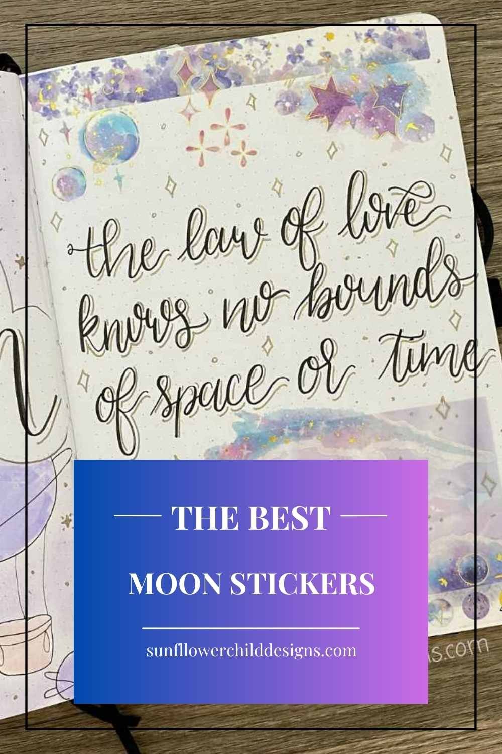 moon stickers space theme quote