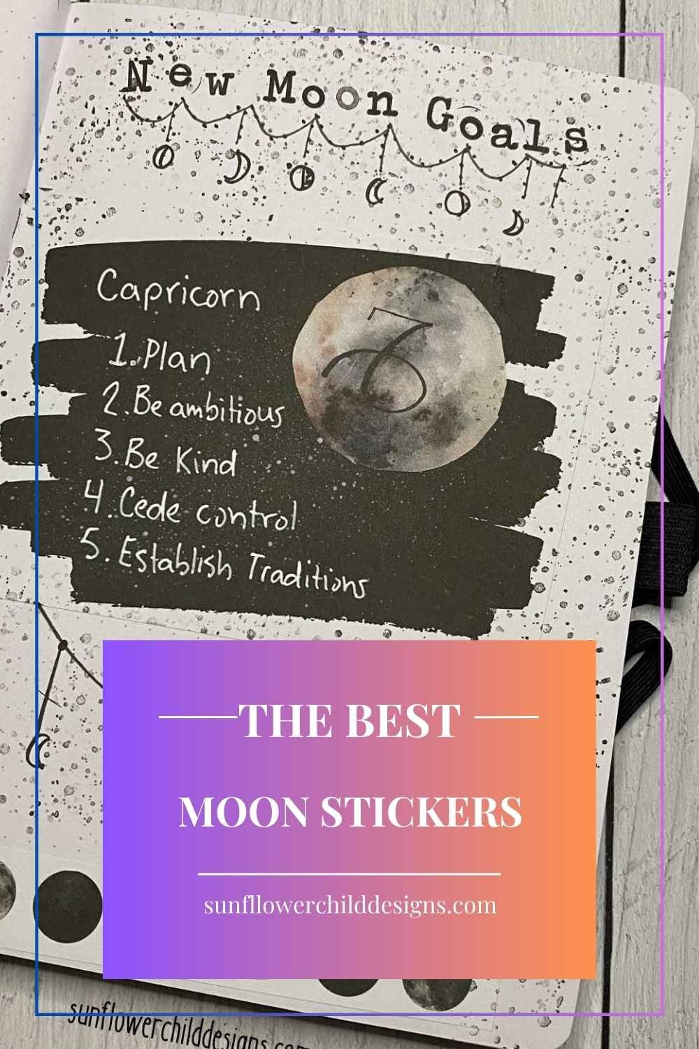 moon sticker with moon intentions