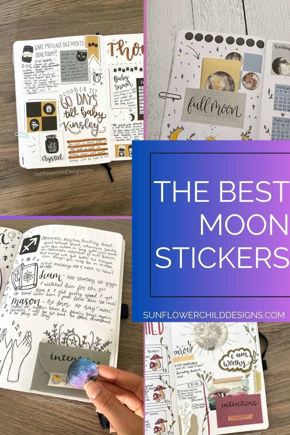 moon stickers collage