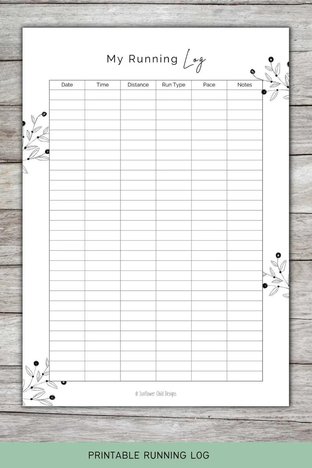 A Simple Running Log | Florals Printable — Sunflower Child Designs a-simple-running-log-florals-printable-sunflower-child-designs