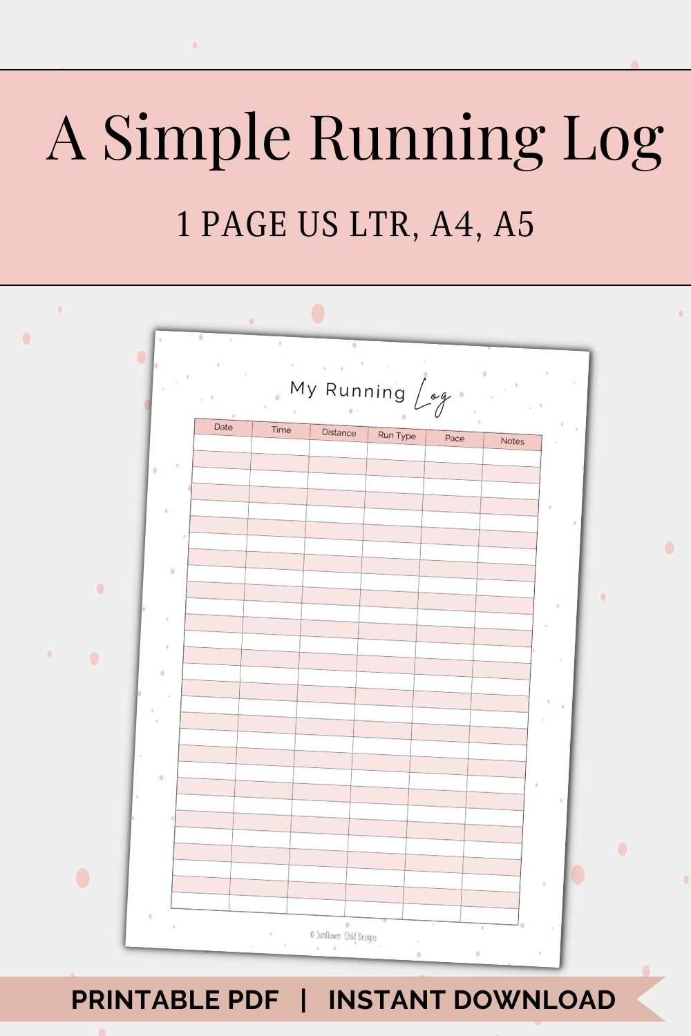 A Simple Running Log | Pink Aesthetic Printable