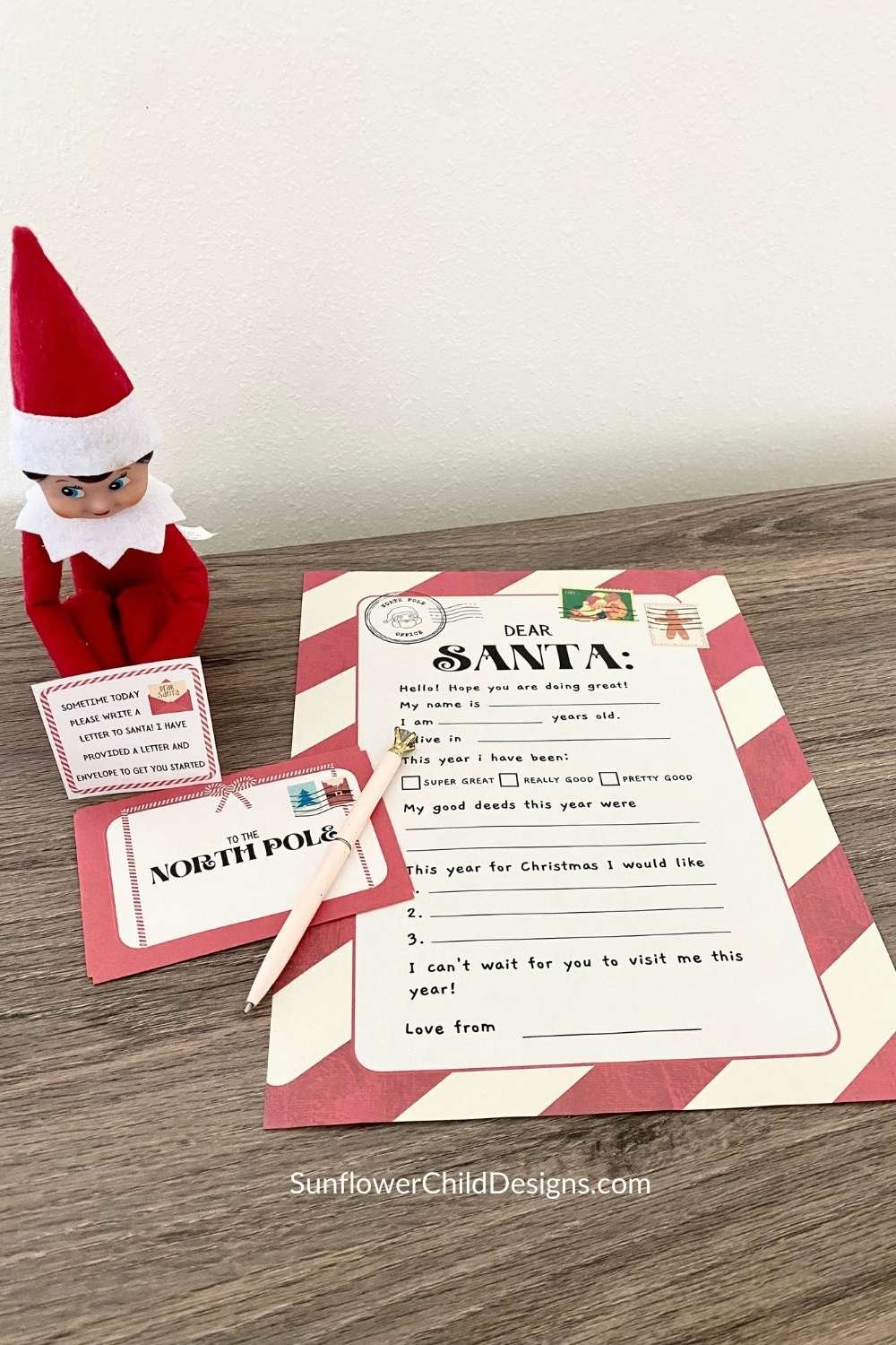 Elf brings a letter to Santa from children