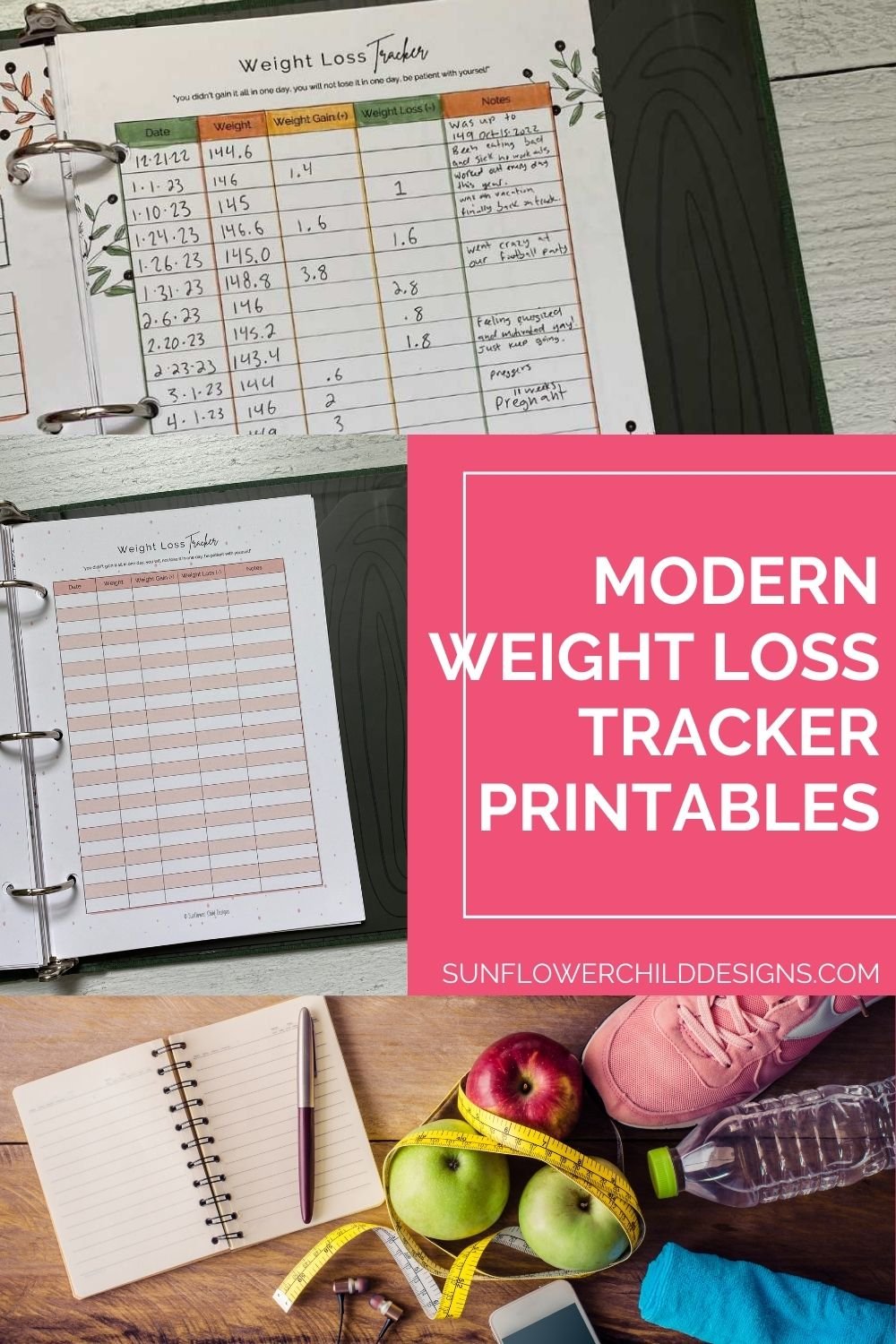 "Kickstart Your Slim-Down Journey with Our Stylish Modern Weight Loss Tracker Printable!"