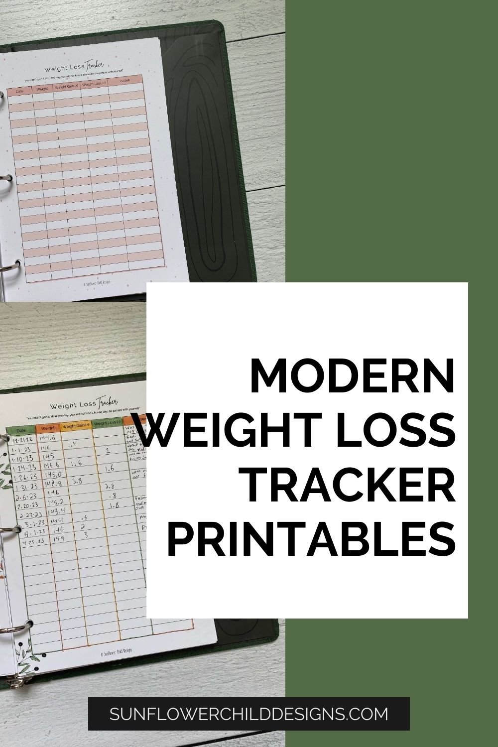 "Unlock Your Fitness Journey with this Chic, Modern Weight Loss Tracker Printable"