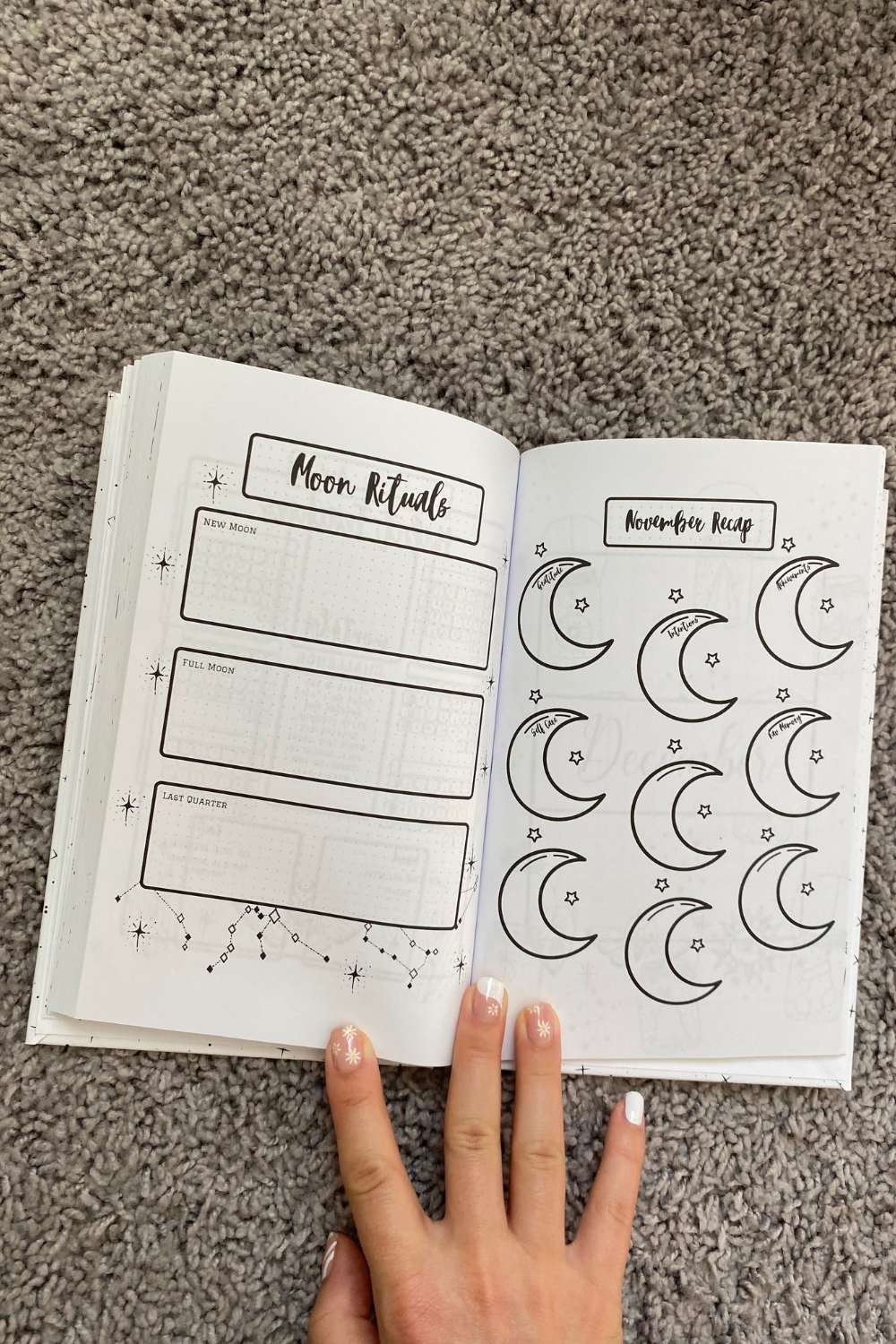 "Dive into our Self-Care Witchy Bullet Journal with monthly moon rituals! Designed for those who crave a ready-to-use bullet journal infused with magic. Start your mystical self-care journey today!"