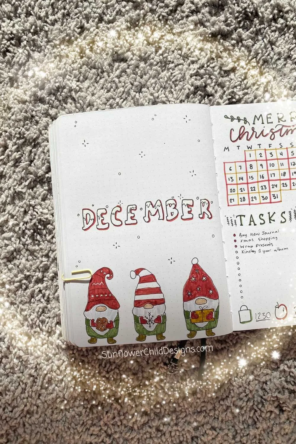 December Bullet Journal Cover Page